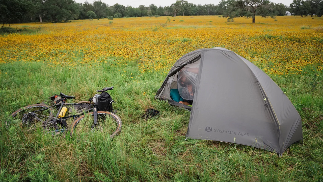 Gossamer Gear Free solo tent in grass field