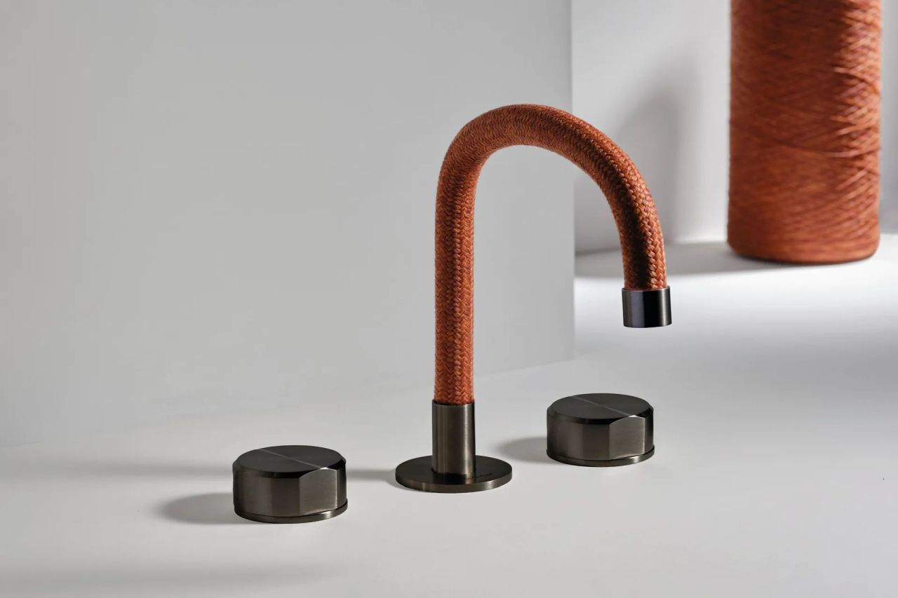 Guglielmi Rubinetterie Combines Stainless Steel With Textile Weave in Tactile Faucet Design