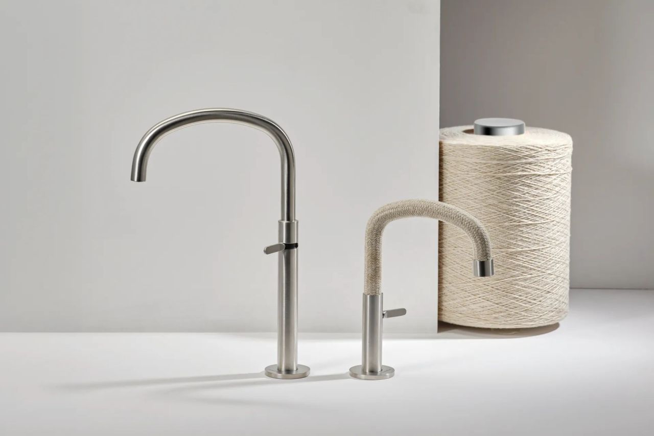 Guglielmi Rubinetterie Combines Stainless Steel With Textile Weave in Tactile Faucet Design