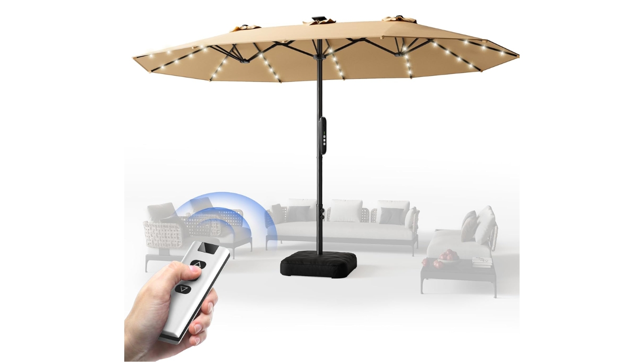 HOMSHADE 15FT Motorized Electric Large Patio Umbrella