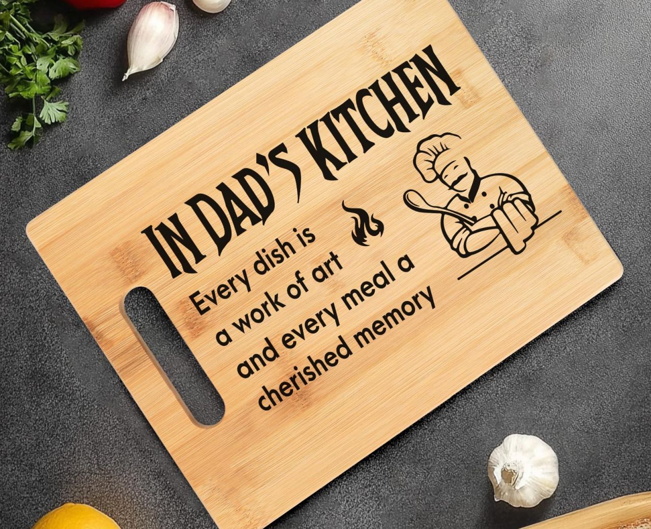 In Dad's Kitchen Engraved Cutting Board