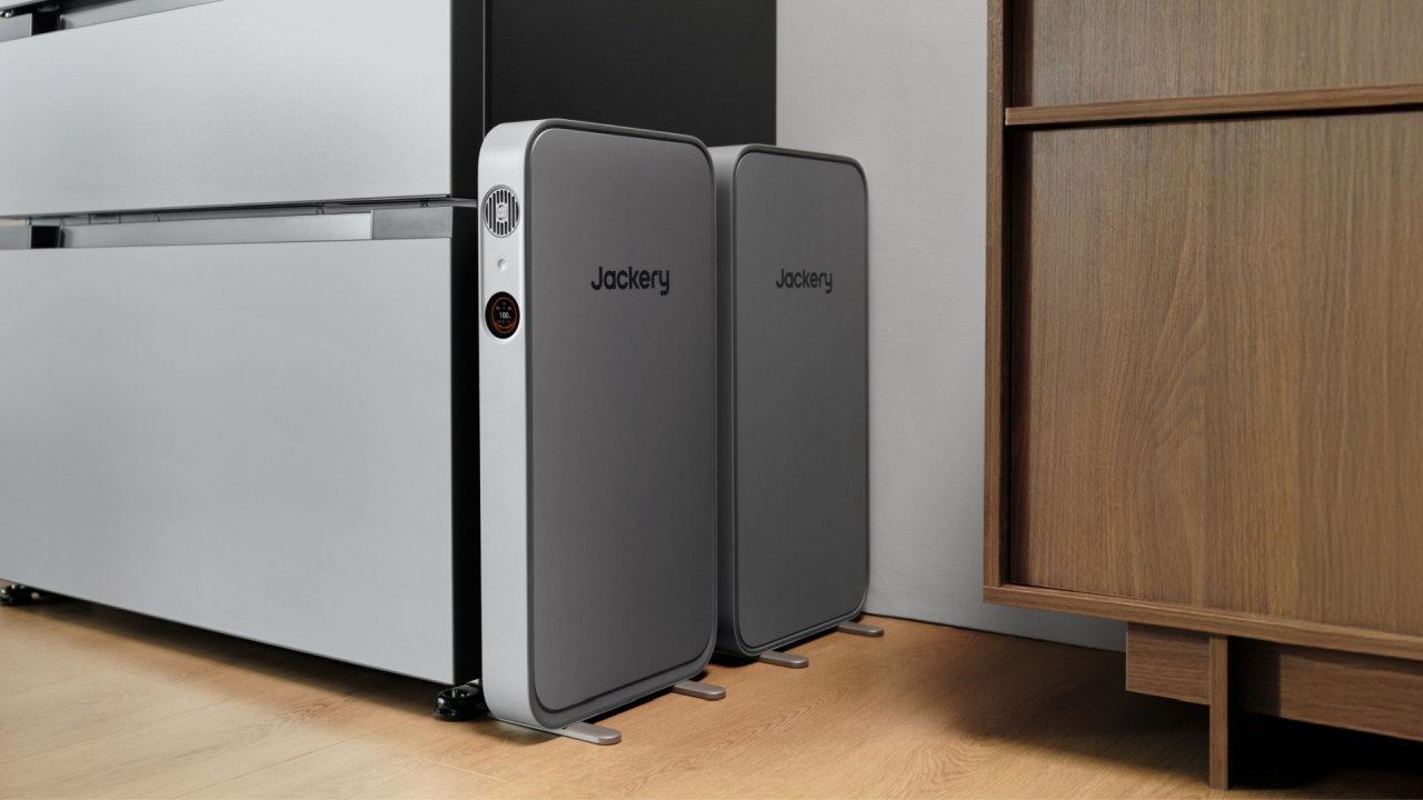 Jackery FridgeGuard placed vertically on the floor