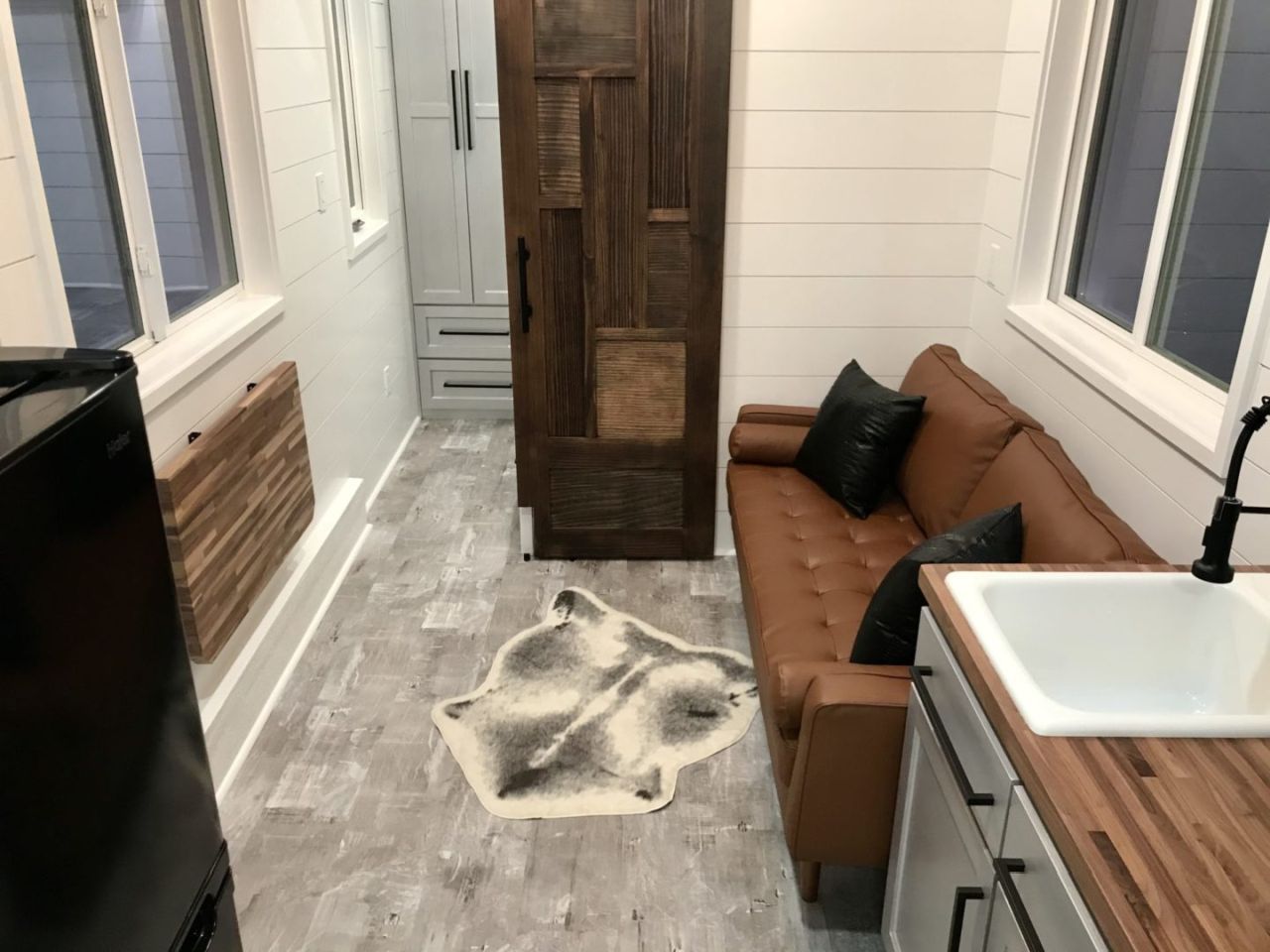 Living room of Jay tiny house in USA