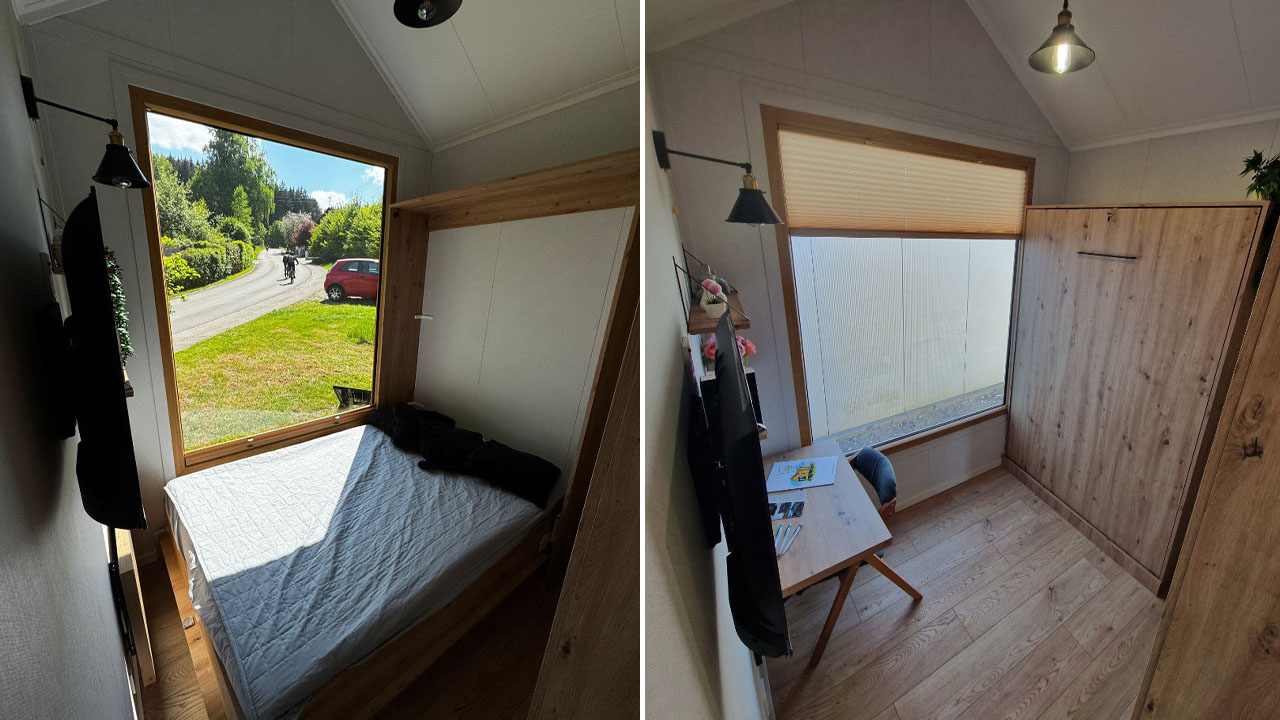 The hidden bed and concealed office desk