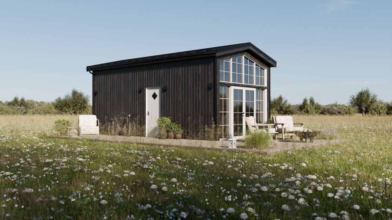 exterior look of Lucia tiny house by Vagabond Haven in black color