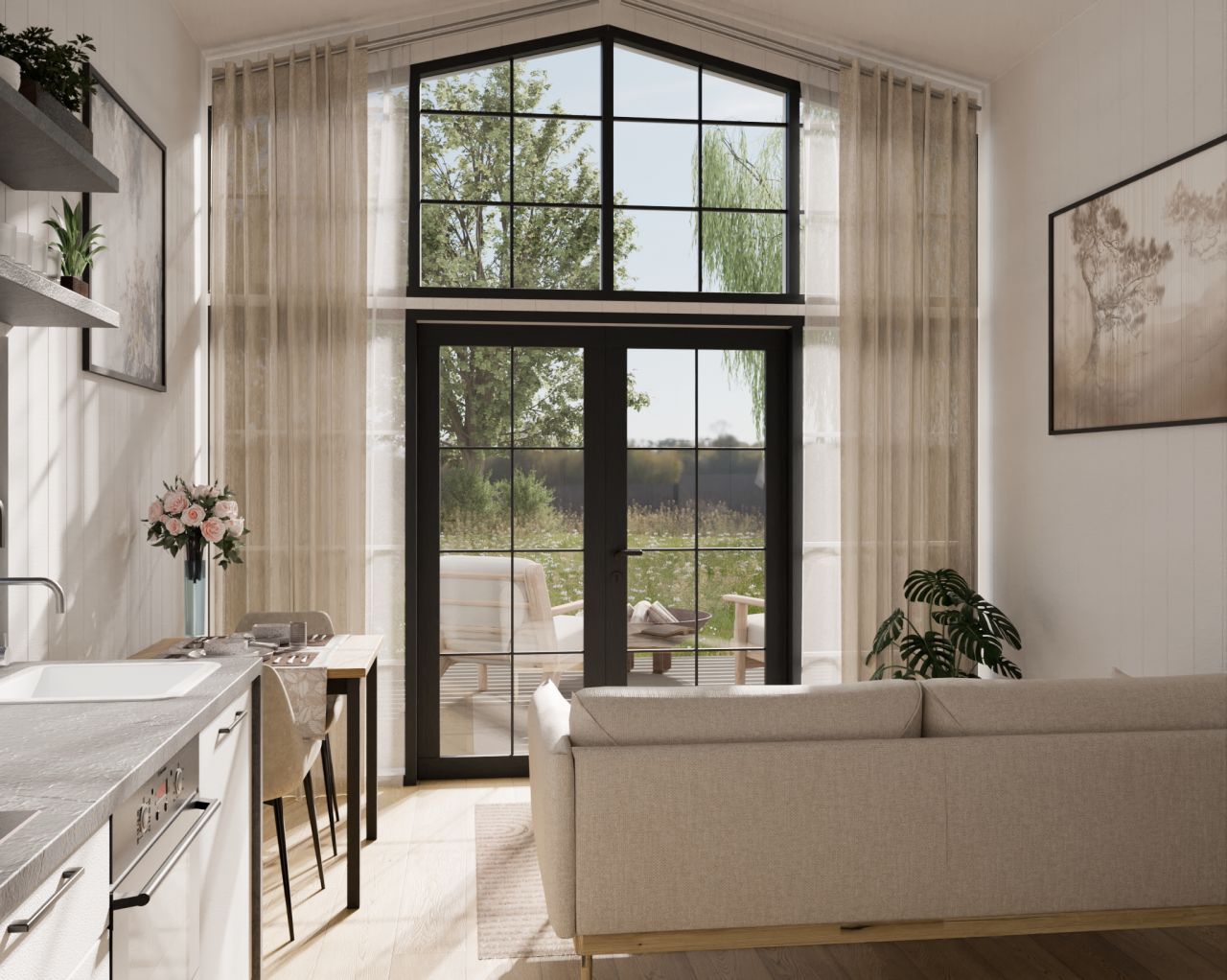 view from living room of Lucia tiny house by Vagabond Haven