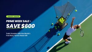Man Playing with Acemate S10 Lawn Tennis Machine