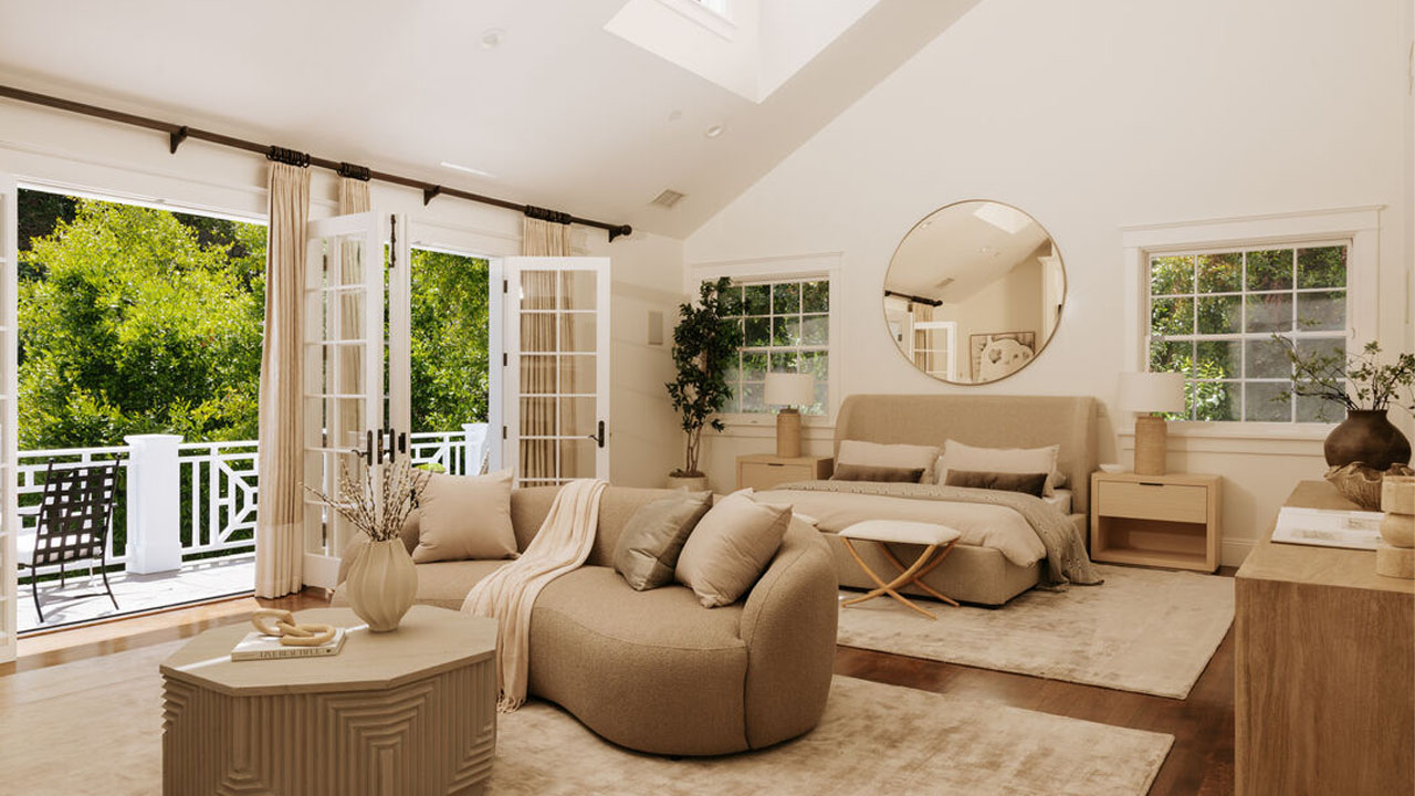 Private balcony in primary suite maintains connection with outdoors