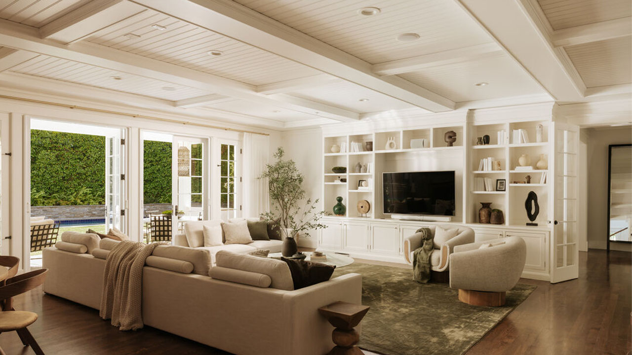 The living room of Mandeville Canyon Estate