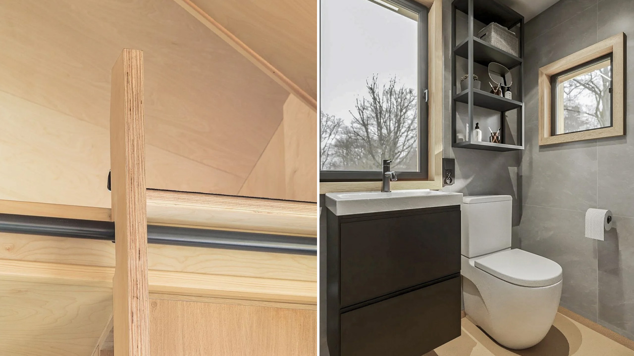 Meili tiny house bathroom and loft 