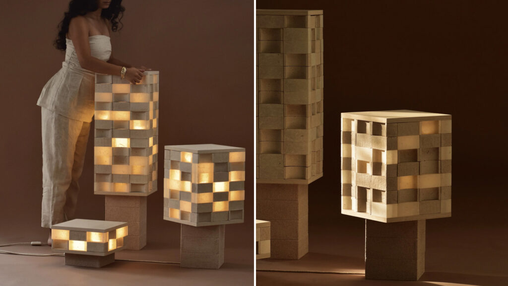 Mod-u Lamp Gives Discarded Eggshells Jenga-Style Structural Form Mod-u lamp by Joanne Odisho