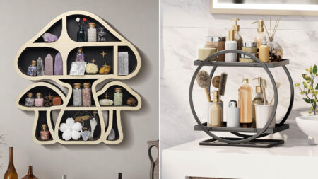 Mushroom Floating Shelves and Bathroom Counter Organizer