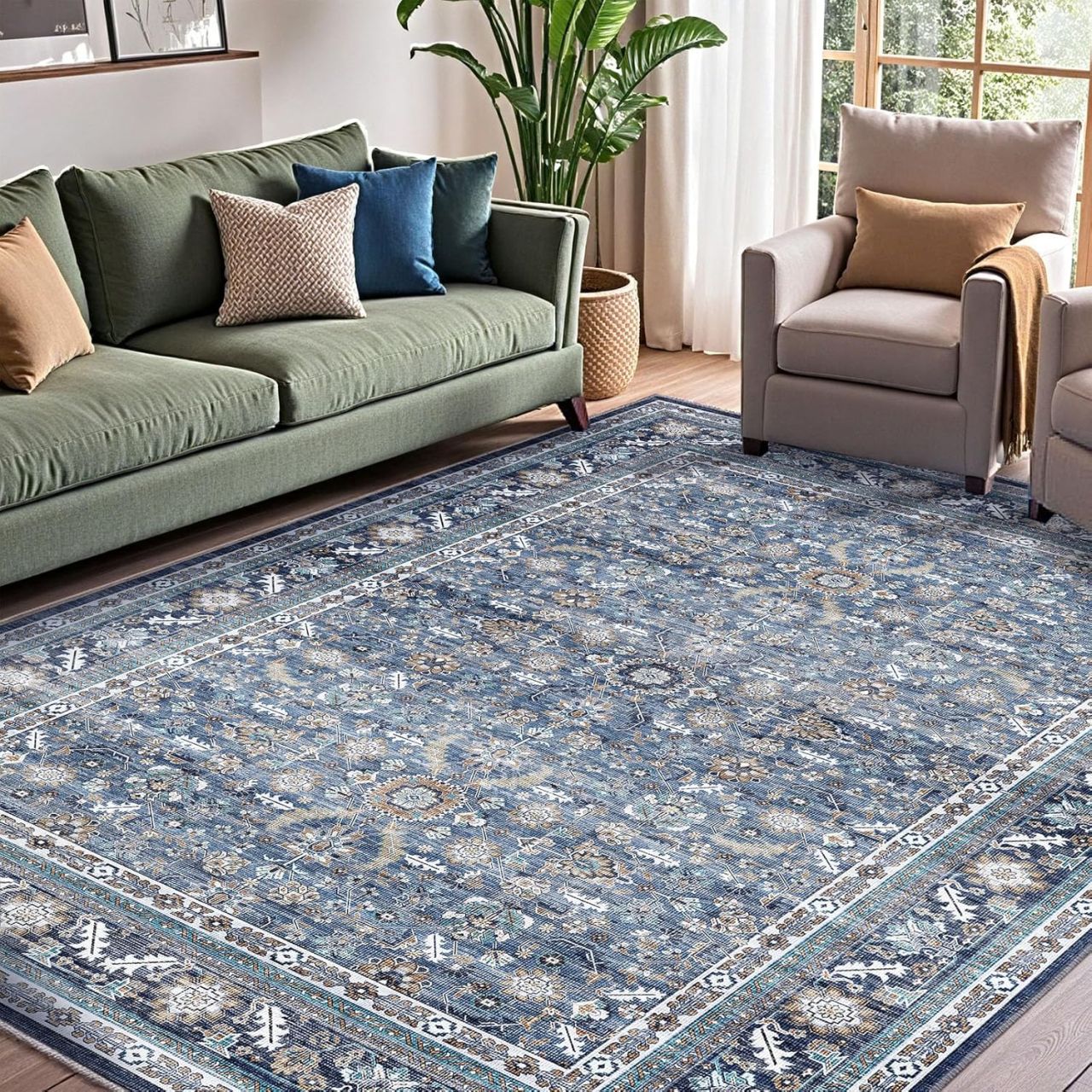 OPPODREAM Vintage Blue Area Rug