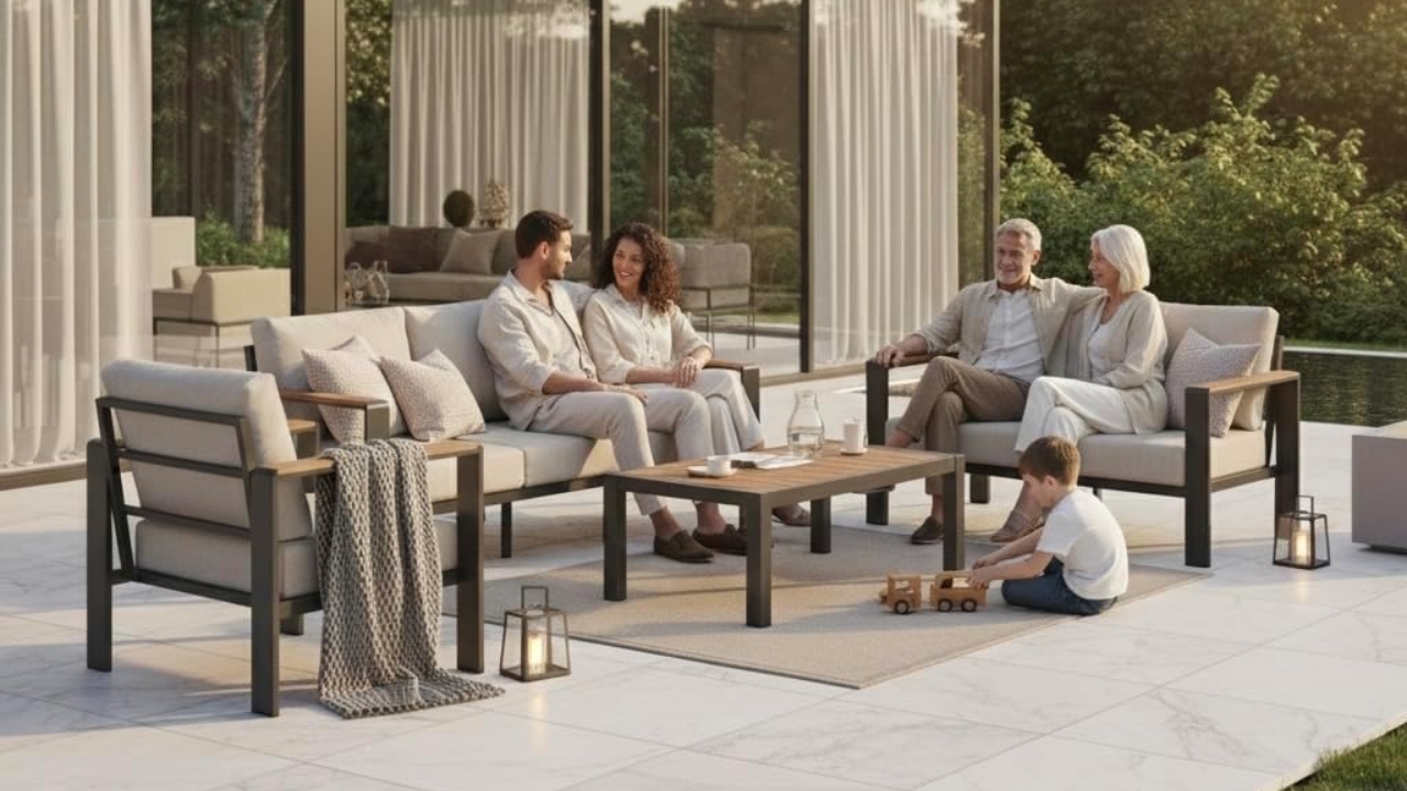 Oasbira Aluminum Outdoor Patio Furniture Set with Coffee Table