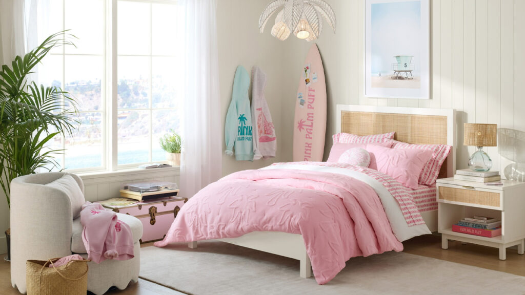 Pink Palm Puff x Pottery Barn Teen Collection