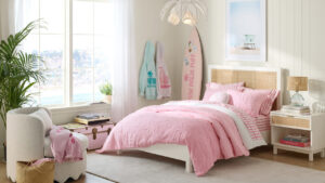 Pink Palm Puff x Pottery Barn Teen Collection