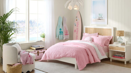 Pink Palm Puff x Pottery Barn Teen Collection
