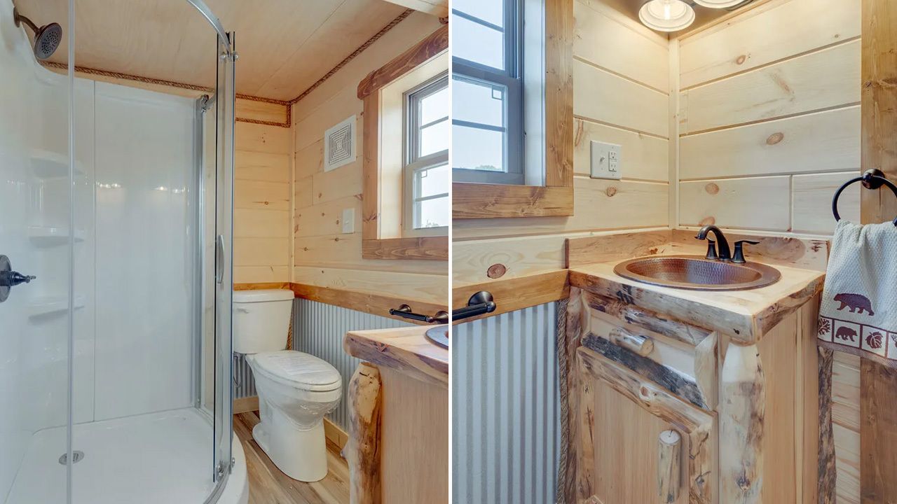 Toilet and bathroom of Smoky Mountain tiny house