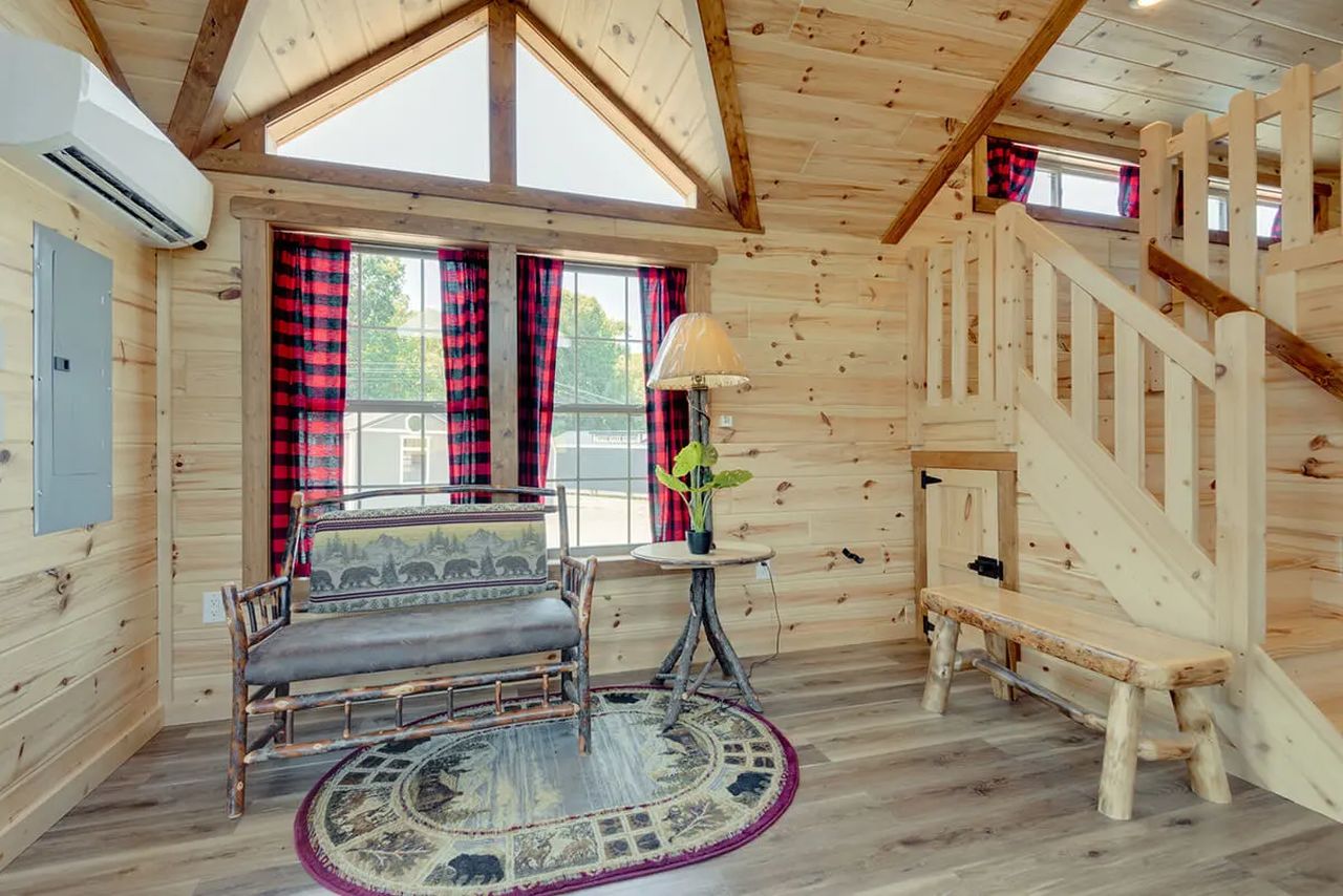 Interior of Smoky Mountain tiny house on wheels in USA