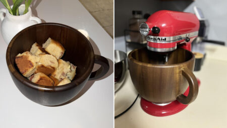 SpaceAid Acacia Wooden Bowl is Perfect Companion for Your KitchenAid Mixer SpaceAid Acacia Wooden Bowl