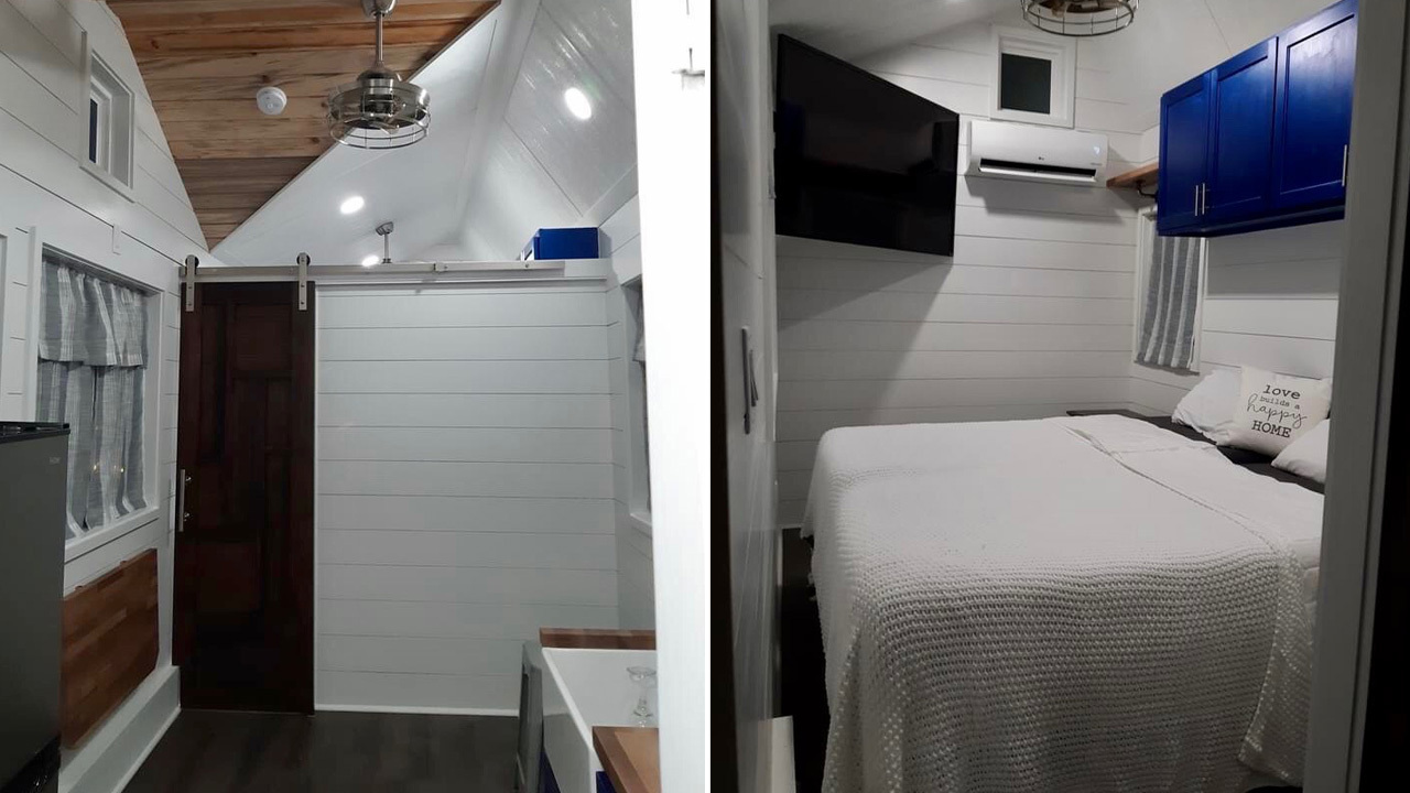 Storm tiny house bedroom and wardrobe