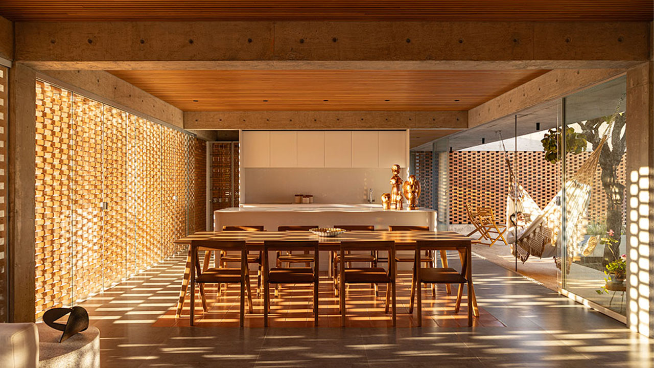 The perforated brick screens filter natural daylight
