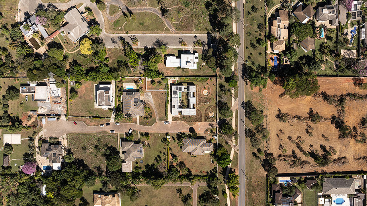 The aerial view of Tupin House