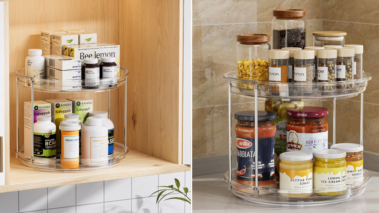 LAMU 2-Tier Turntable Organizer