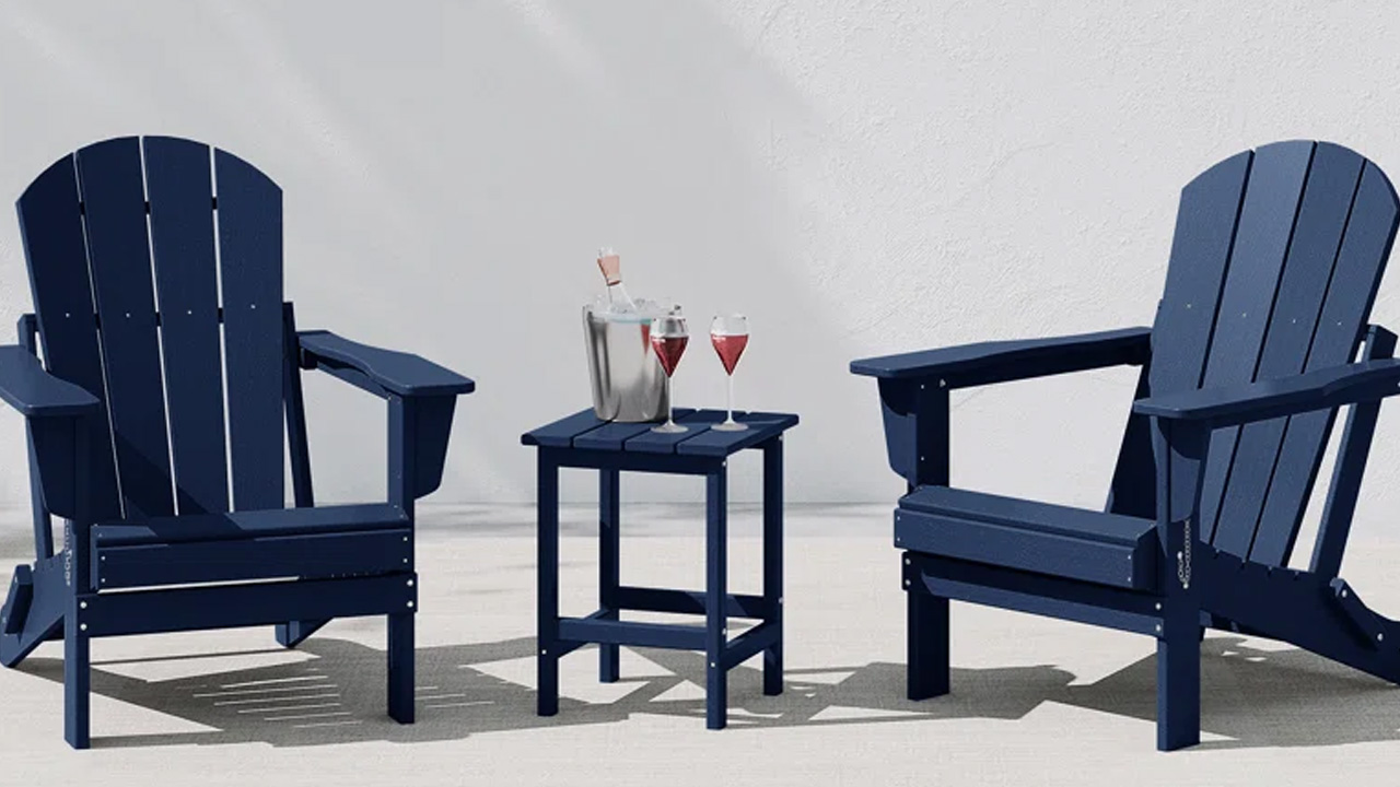 Laguna Foldable Outdoor Adirondack Chair With Table