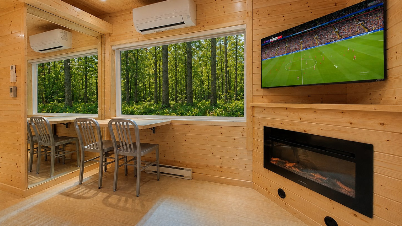 eVista King Tiny House - fireplace
