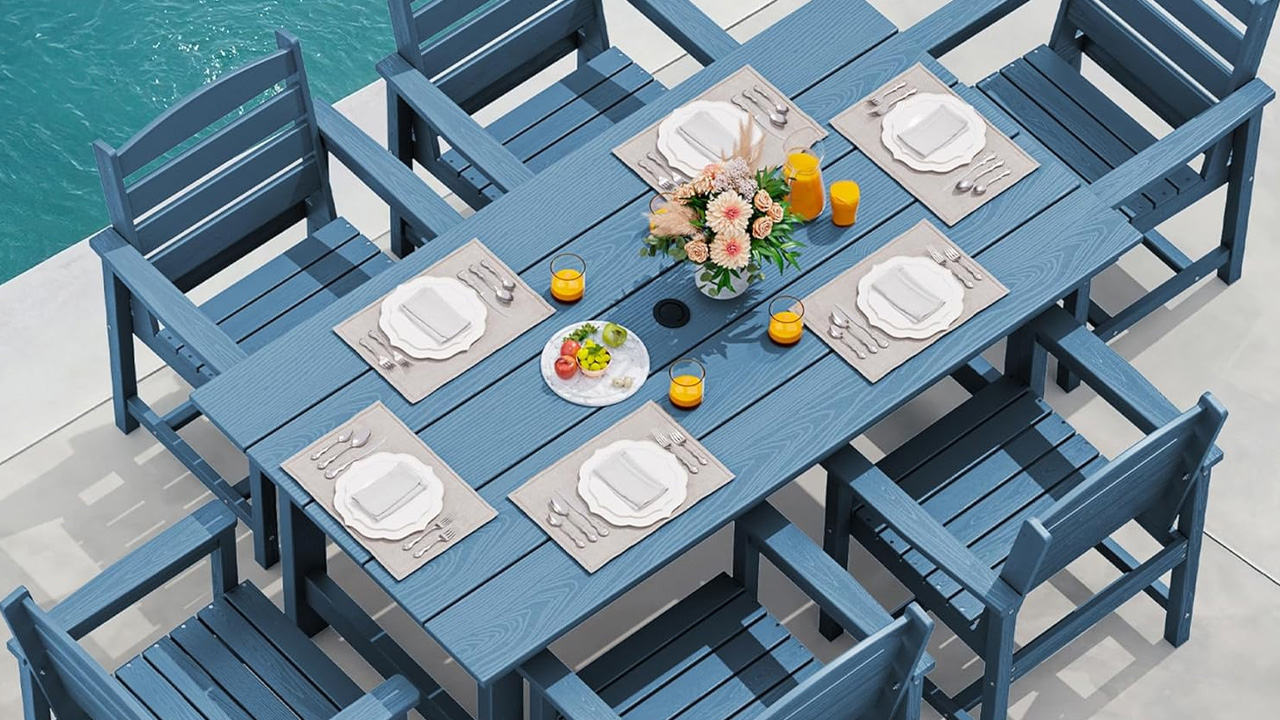 SERWALL 7-Piece Patio Dining Table Sets