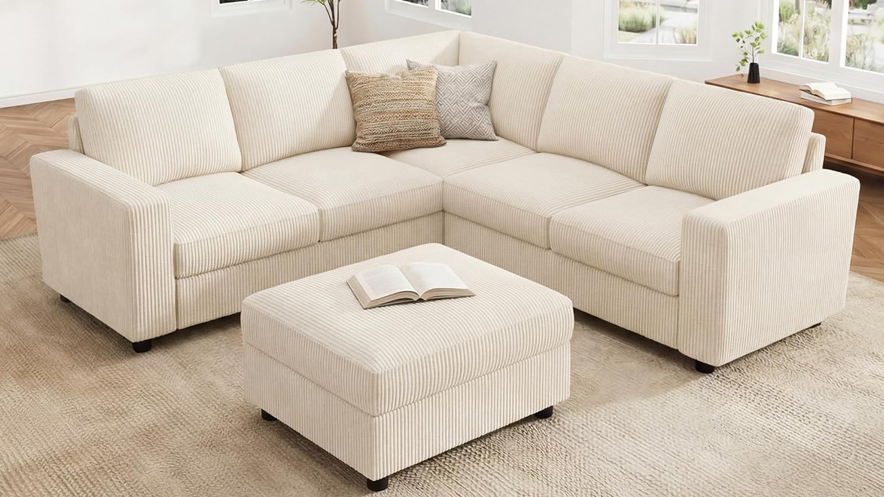 HONBAY Corduroy Sectional Couch