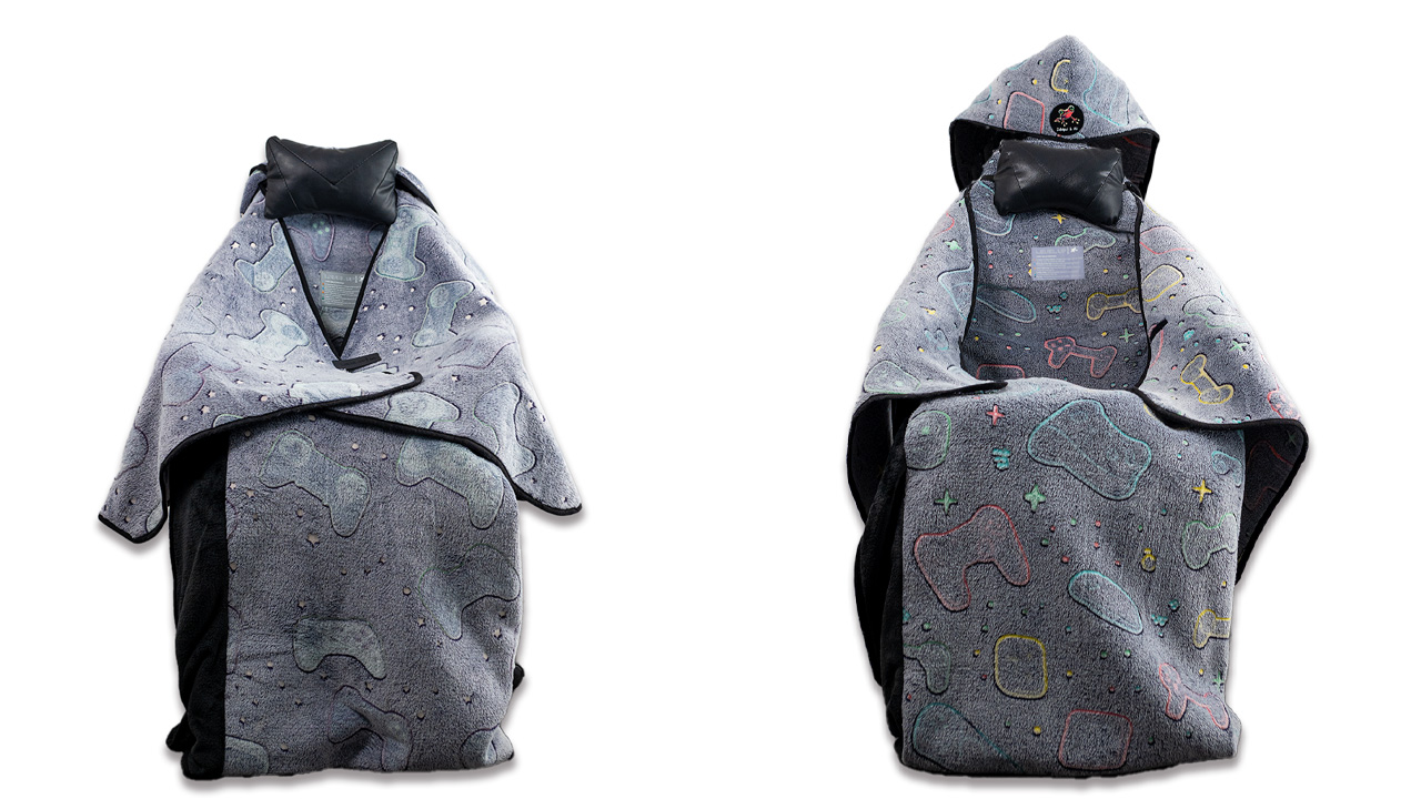 The Level Up Wrap for Gaming front with hood and no hood
