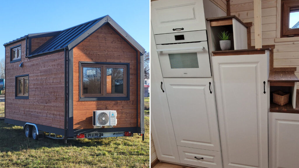 22 ft. Rosa Tiny House Cleverly Integrates Staircase Within Wall Cabinetry to Save Precious Floor Space 22 ft. Rosa Tiny House Cleverly Integrates Staircase Within Wall Cabinetry To Save Precious Floor Space