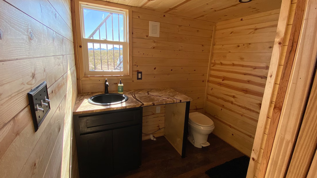 30-foot tiny house-toilet and vanity sink