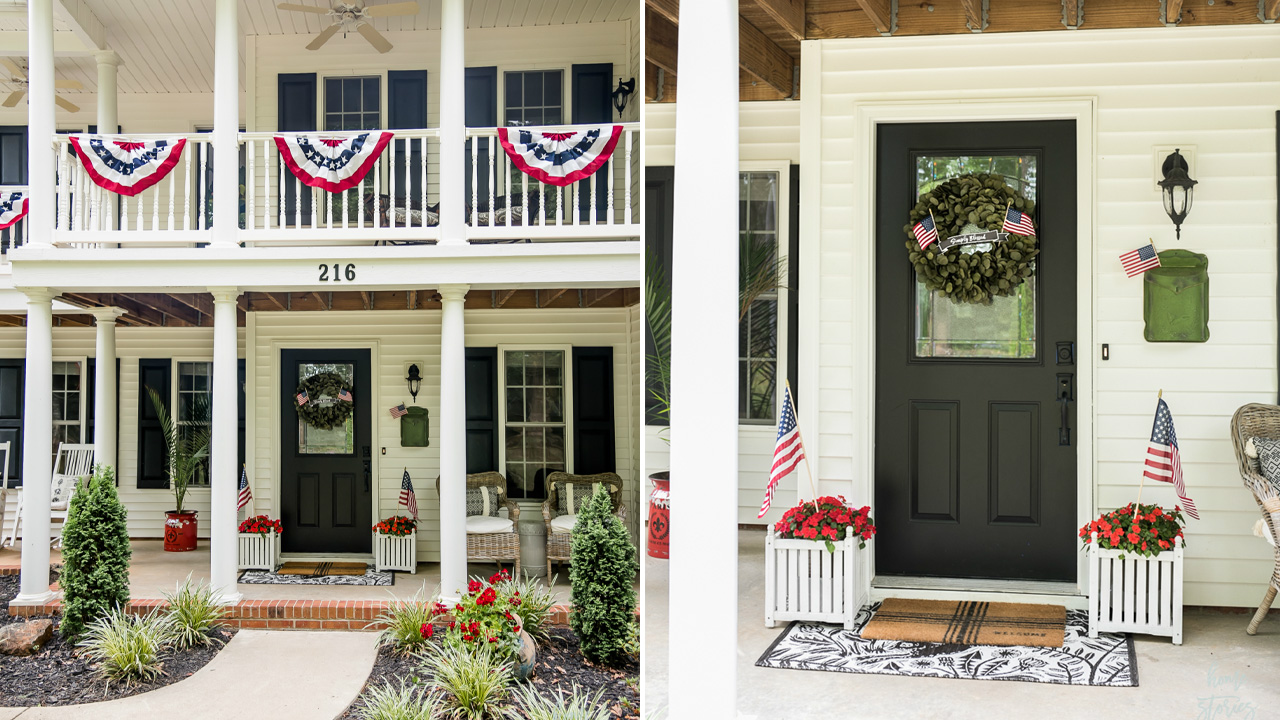 4th of July porch decorations - Flags Everywhere