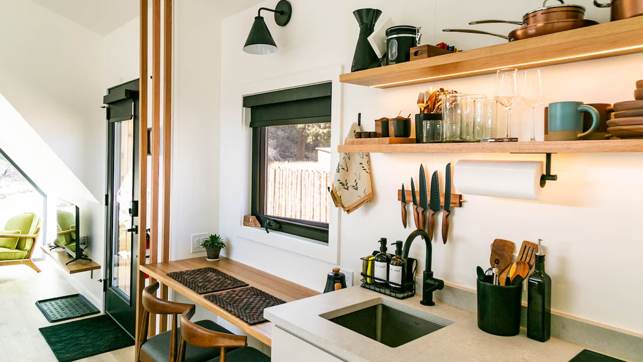 A-frame Studio tiny house-kitchen and dining-room