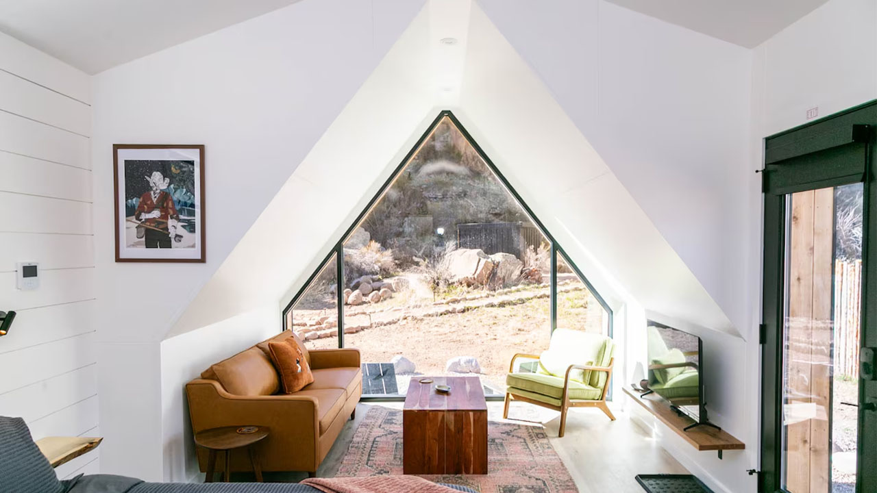 A-frame Studio tiny house-light-filled interior