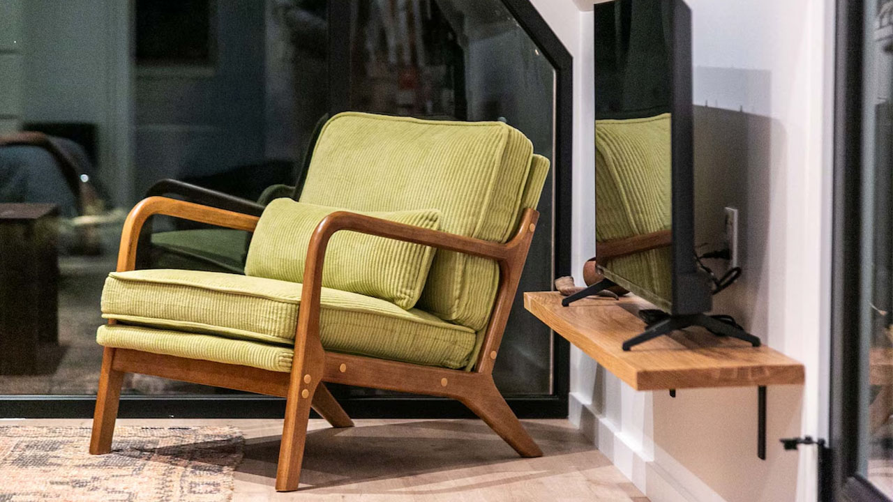 A-frame Studio tiny house-living room