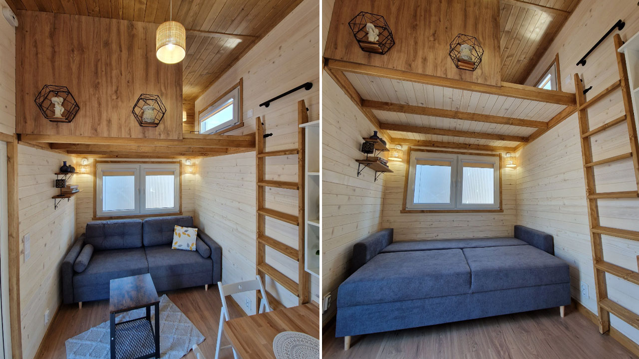 Anna tiny House-convertible sofa bed