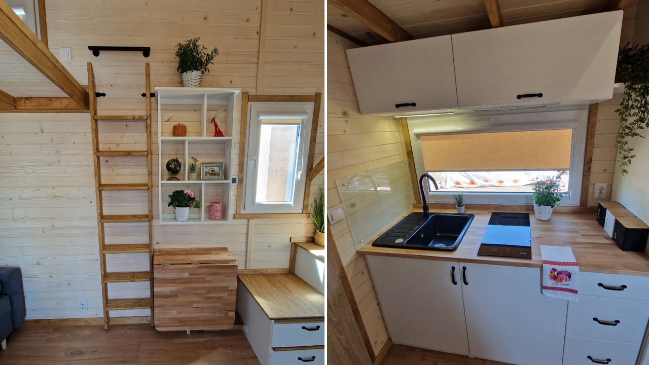 Anna tiny House-kitchen and folding dining table