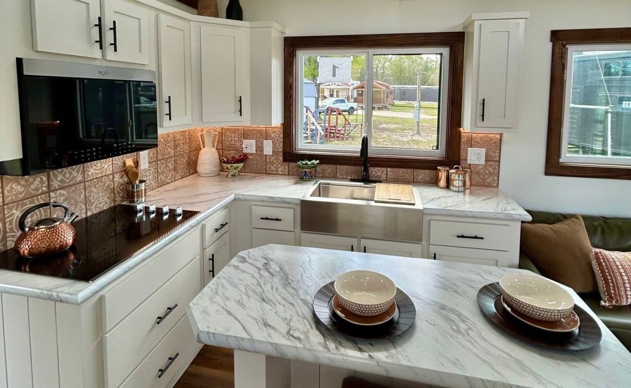 Kitchen of Austin tiny house on wheels