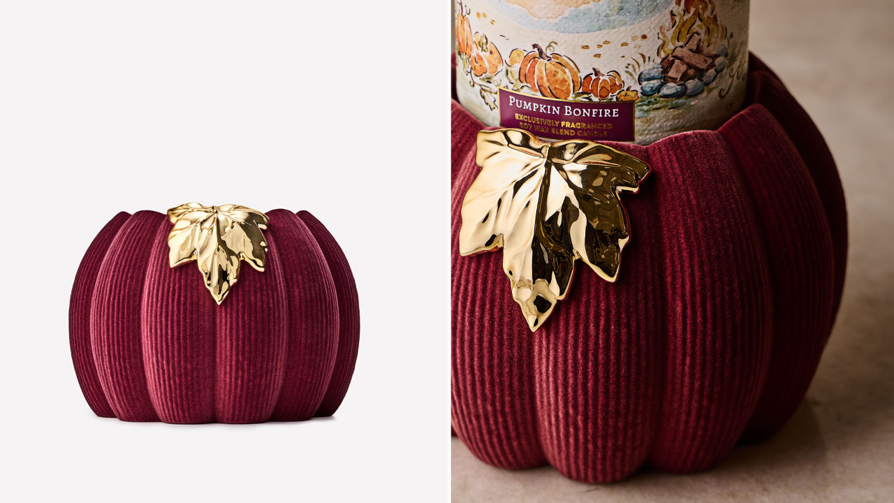 Bath & Body Works Corduroy Pumpkin 3-Wick Candle Holder