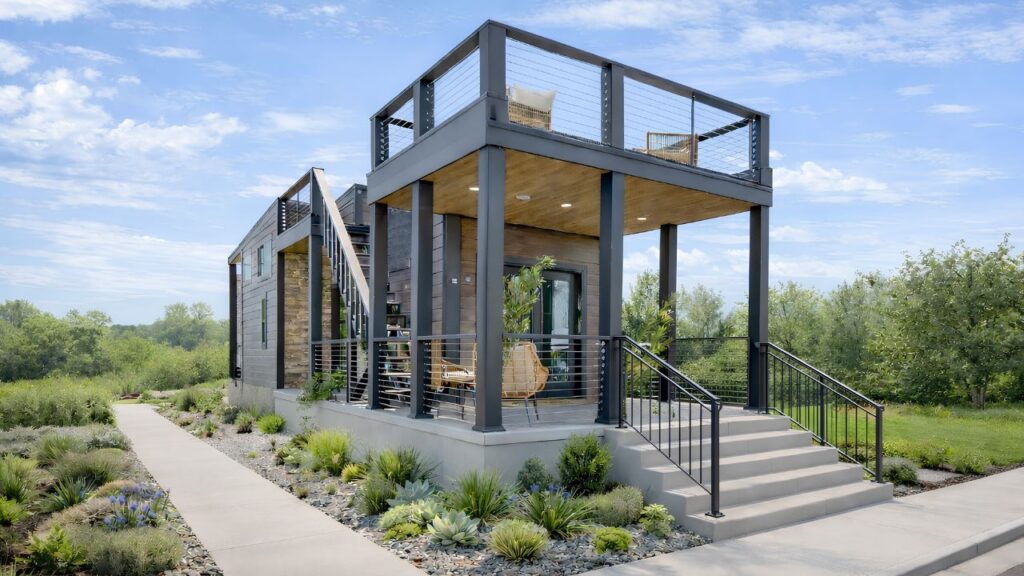 Bungalow Tiny House Features Two Porches and Rooftop Terrace, Pairs Luxe Interior With Exquisite Exterior Bungalow tiny house in USA