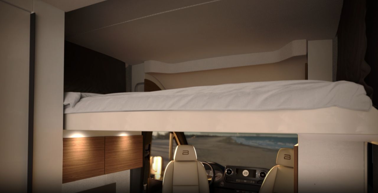 Bürstner SMT Motorhome on Mercedes-Benz chassis - bed moves to ceiling