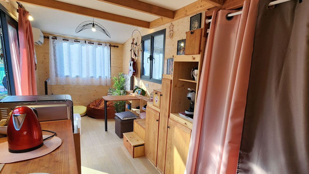 Camille tiny house-storage-integrated staircase