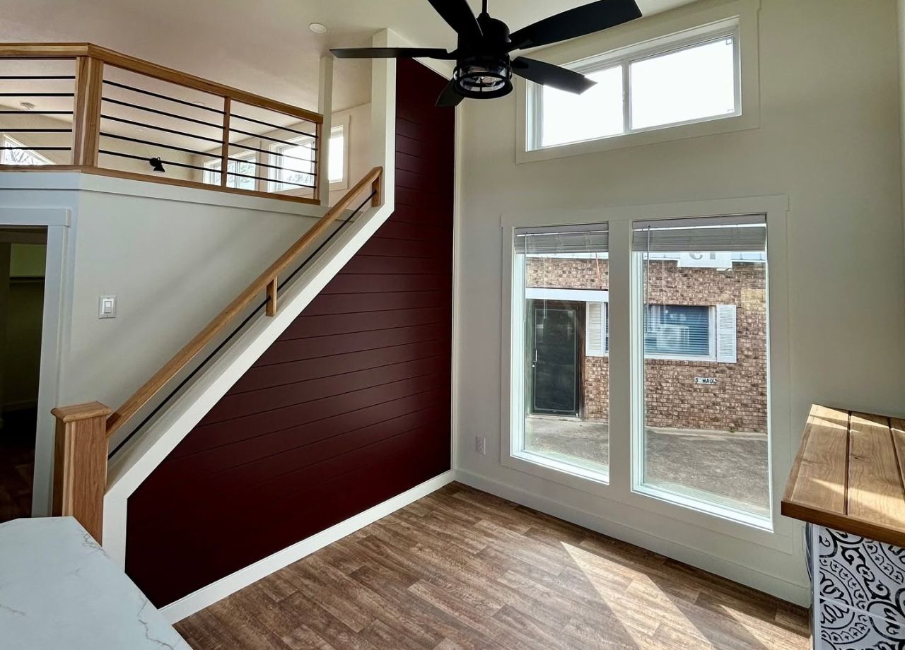 Cardinal Tiny House Park Model has red and white interior