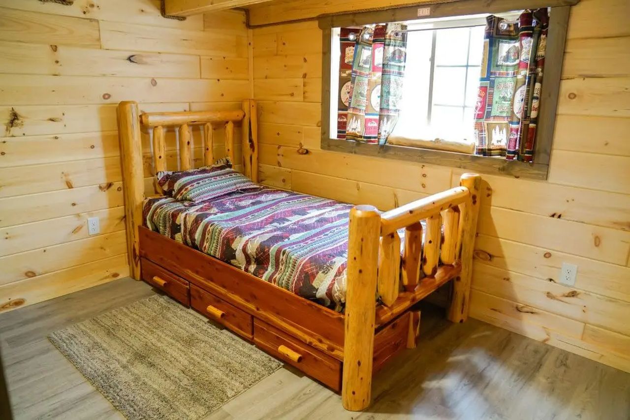 Private Bedroom of Country Cabin tiny house