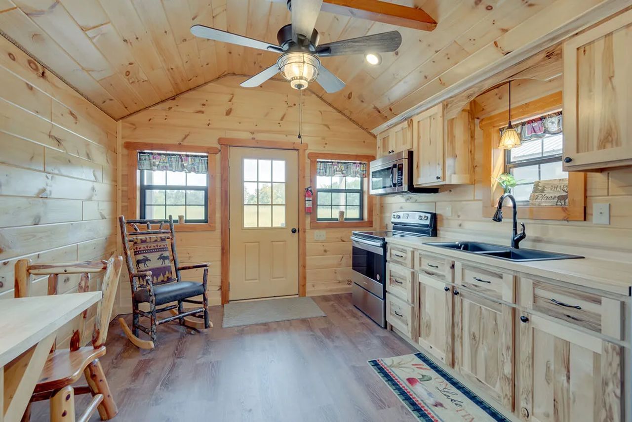 The interior view of Country Cabin tiny house exterior