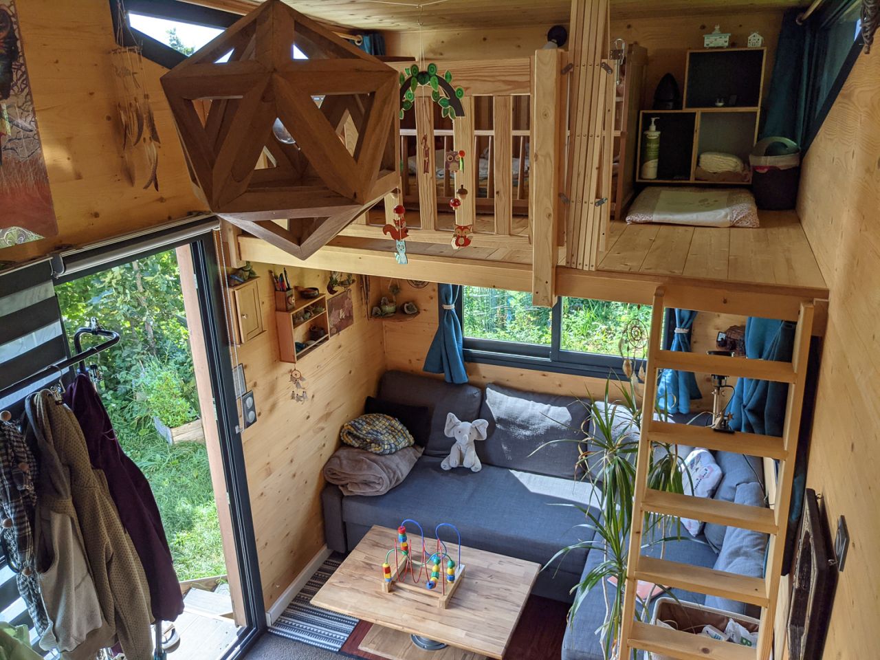 Interior of Virginie and Mathieu Curved-Roof Tiny House
